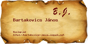 Bartakovics János névjegykártya