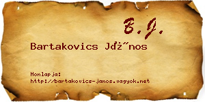 Bartakovics János névjegykártya